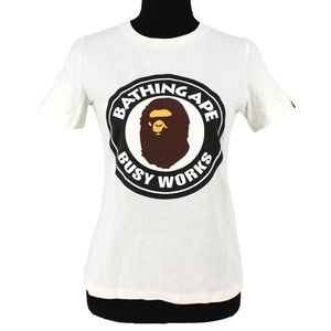 BAPE A Bathing Ape Busy Works White Crewneck Tee Short Sleeve T Shirt Top XS S